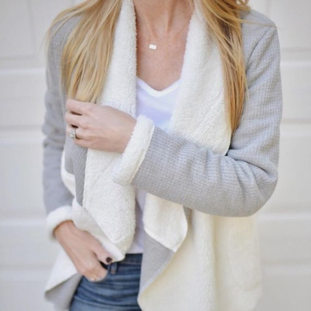 Splendid Faux Fur Waffle Cardigan